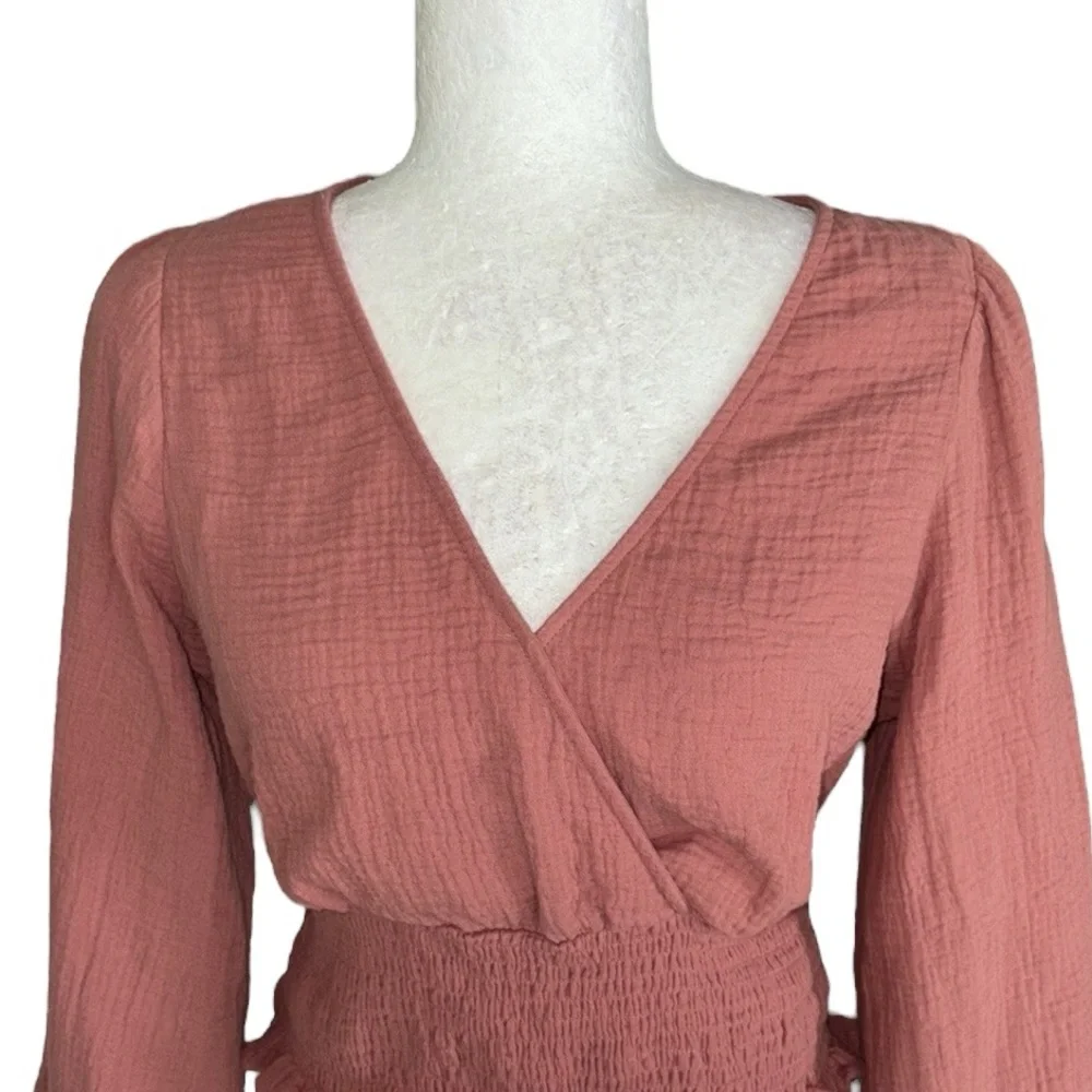Madewell Julianne Lightspun Smocked Waist Cropped Top in Vintage Quartz - S
